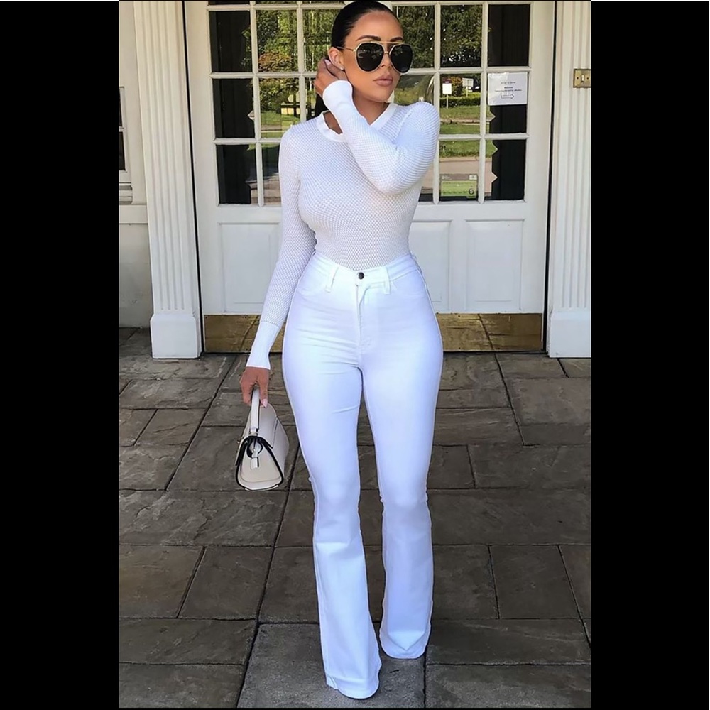 fashion nova white flare jeans